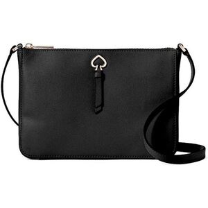 NWOT Kate Spade Medium Black Leather Adel Crossbody Purse Bag Metal Spade Logo